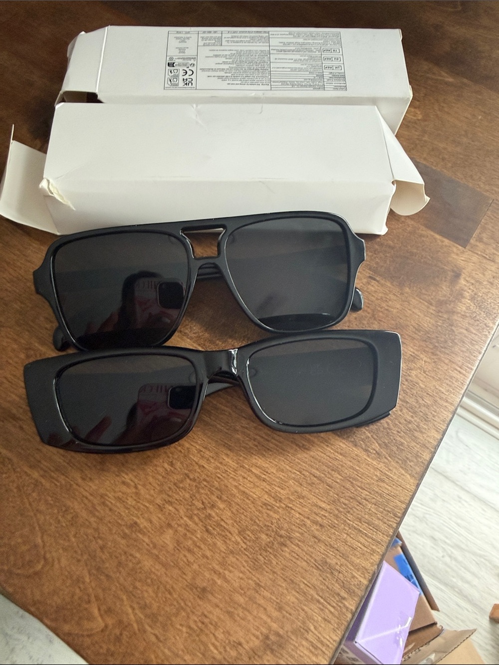 Black Rectangular Sunglasses Duo - Classic Black Lenses - Picture 2 of 2